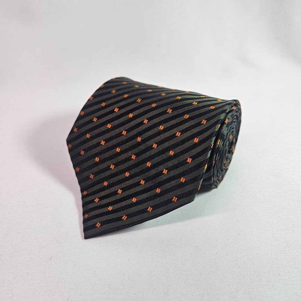Antonio Ricci 100%‎ Silk Made in Italy Tie Geometric Black Gray 4" x 61"